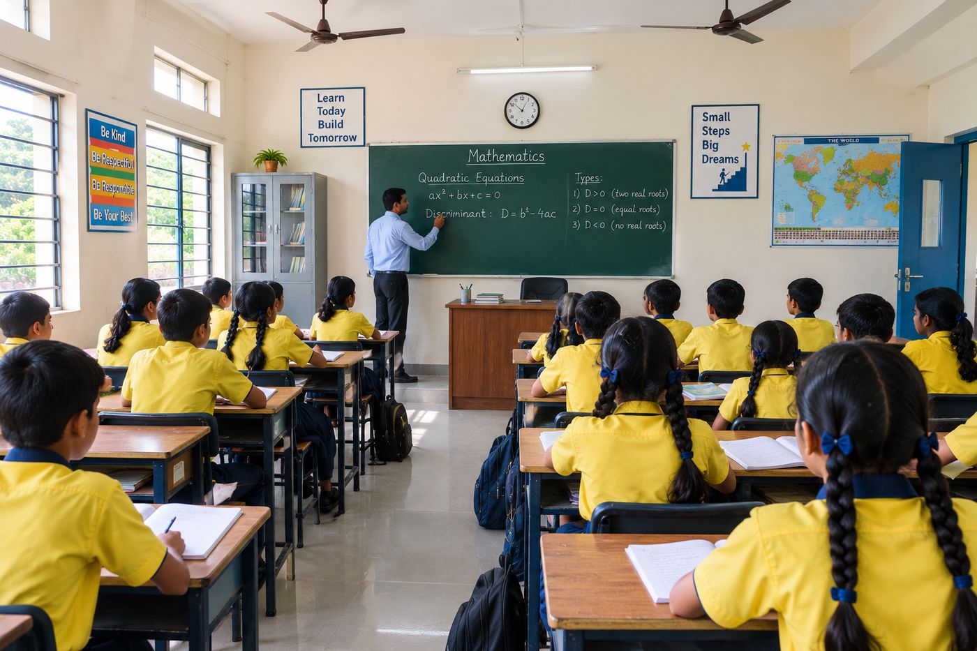Students in a classroom during a mathematics lesson