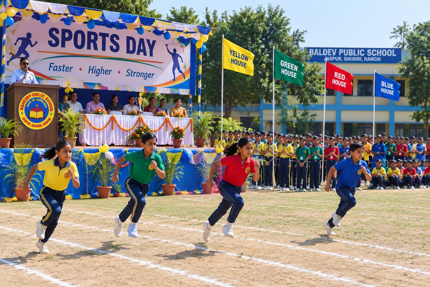 Children running a race on Sports Day